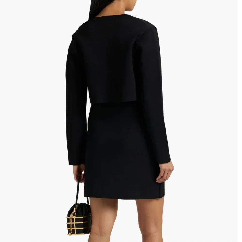 ALTUZARRA Cropped lace-up knitted cardigan knit sweater GRAY M - Picture 11 of 11